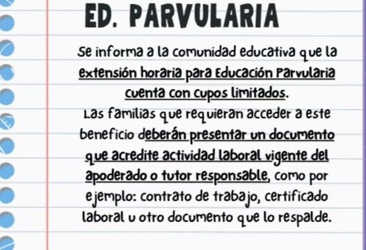 ATENCIÓN APODERADOS DE EDUCACIÓN PARVULARIA